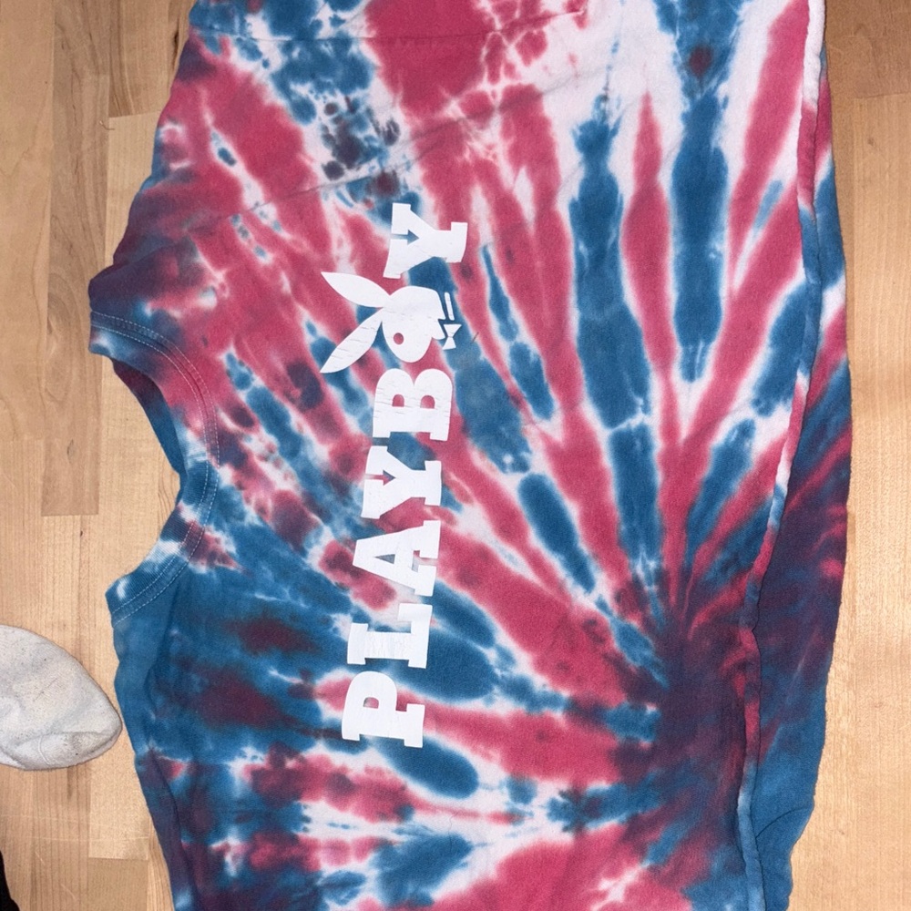 PLAYBOY Red and Blue Tie-Dye Tank